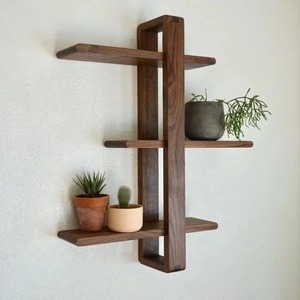 Wooden <b>wall</b>-mounted <b>storage</b> rack, multi-layer decorative <b>storage</b> shelf, indoor and outdoor wooden flower rack/<b>hanging</b> rack - Product Image 4