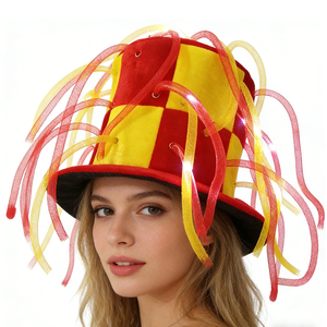 <span class=keywords><strong>Sombrero</strong></span> de copa de fiesta <span class=keywords><strong>loco</strong></span> intermitente LED rojo amarillo <span class=keywords><strong>carnaval</strong></span> con tubos MHH128 - Product Image 1