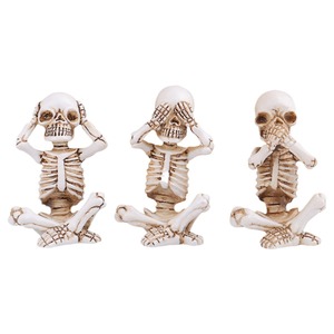 Set di statuette Decorative per la casa statuette Decorative Halloween in resina ecologica nessun bambino malvagio sente vedere parlare Set di 3 - Product Image 4