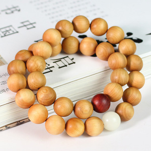 Bracelet en cyprès, perles rondes de 12 mm, 54 pièces, bijoux de cérémonie religieuse unisexe - Product Image 1