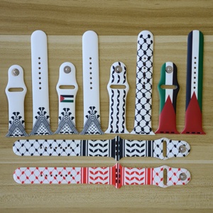 Custom Palestine Watch Strap Keffiyeh Silicone Watchband Replacement Strap Customized Logo Smart Watch Band