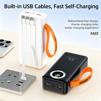 Power Bank Pengisian Cepat 50000mAh PD QC Dilengkapi Kabel Ganda Baterai Cadangan Eksternal Darurat Luar Ruangan PowerBank 50000 MAh