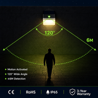 Lampe murale solaire LED à économie d'énergie, du crépuscule à l'aube, étanche IP65, pour jardin, patio et balcon