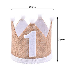Cappello Corona in Iuta per Festa di <span class=keywords><strong>Compleanno</strong></span> Bambino <span class=keywords><strong>1</strong></span> 2 3 Anni 100 Giorni Decorazione per Baby Shower Maschio Femmina - Product Image 2