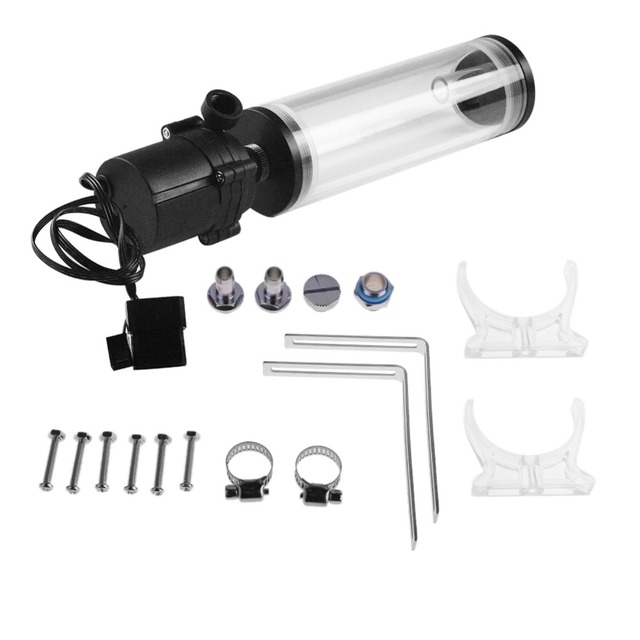 Electronics-12V 19W PC Water Cooling SC600 Pump G1/4" Thread XHC8+160mm Cylinder Computer Water Tank