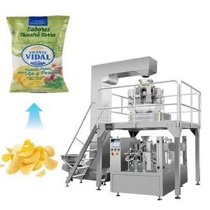자동 스낵 식품 파삭 파삭 한 가방 포장 기계 퍼프 옥수수 칩 질소가있는 포장 기계