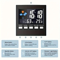 Reloj Despertador Digital Electrónico Multifuncional con Control por Voz LED, Calendarios, Pronóstico del Tiempo, Temperatura Interior, Humedad