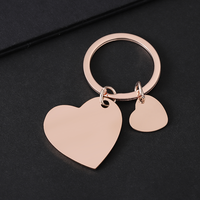 Porte-clés en acier inoxydable Ywyougang personnalisable avec double cœur, breloque vierge pour cadeau personnalisé et bricolage