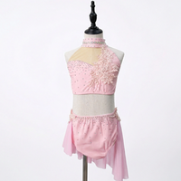 Robe de danse lyrique pour filles, robe de danse de compétition de luxe avec strass, robe de danse rose personnalisable