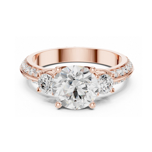 Anillo de compromiso con corte marquesa, banda de oro amarillo con diamantes pavé, halo oculto, anillo nupcial llamativo, anillo de promesa de 6 puntas - Product Image 5