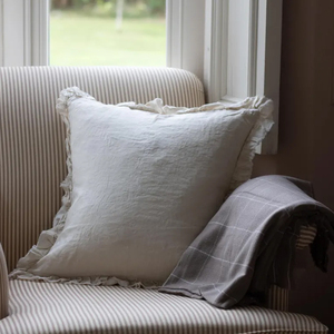 Bán Buôn 100% Tự Nhiên Tinh Khiết Pháp Linen Ruffle Đệm Bìa Gối Lanh Sọc Đệm Cho Trang Trí Đệm Bìa - Product Image 6