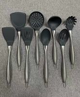 Ensemble d'Ustensiles de Cuisine en Silicone de Qualité Professionnelle, Écologique, avec Manche en Acier Inoxydable, Essentiel pour la Cuisine
