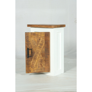 Armoire murale rustique en bois chevron Muro en blanc avec porte texturée naturelle et unité de rangement - Product Image 5