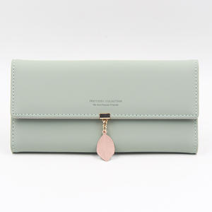 2023 Xiaoqing Novice, <span class=keywords><strong>cartera</strong></span> larga para mujer con cierre de cremallera, colgante de hoja suave de PU japonés y coreano, bolso con forro de poliéster - Product Image 4