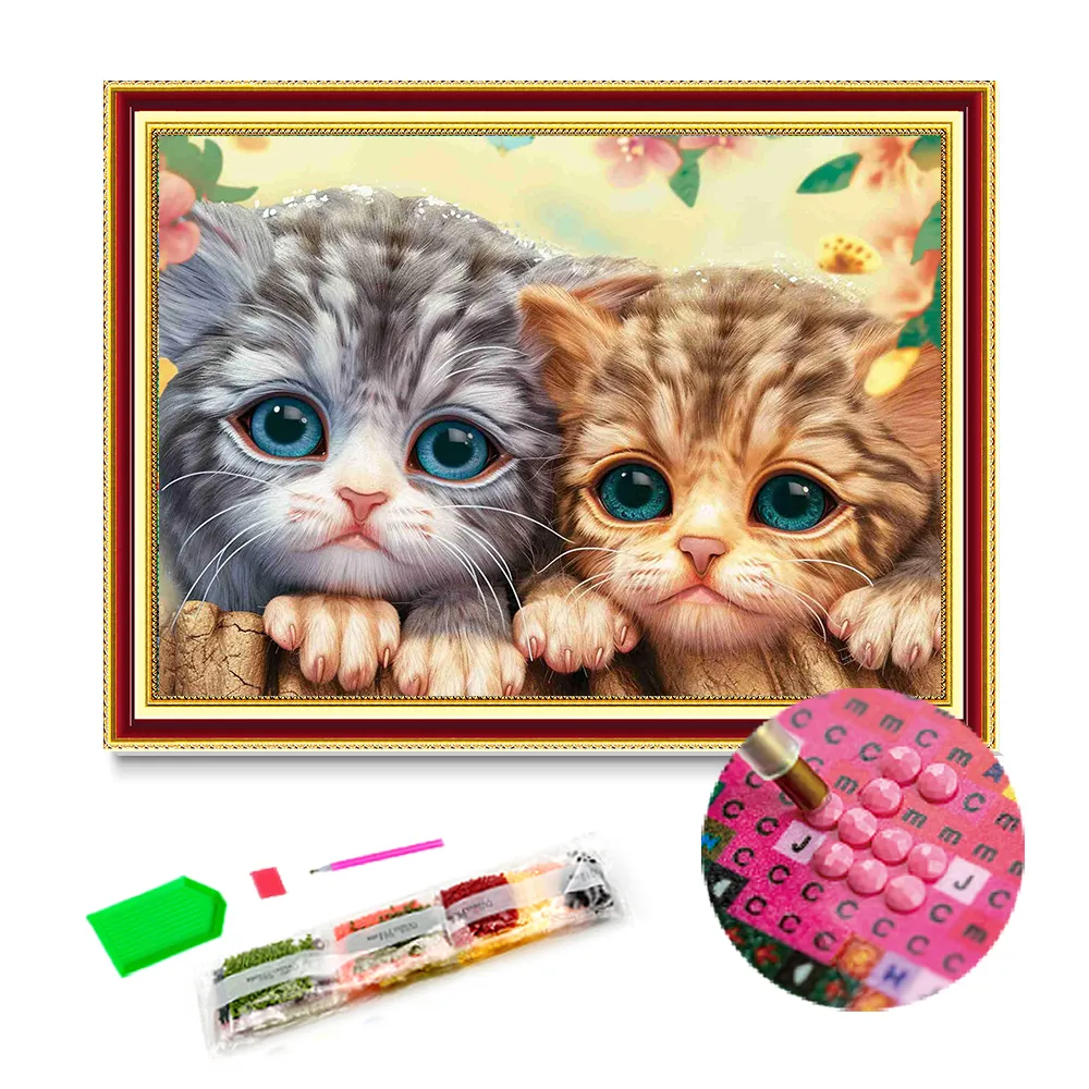 Toptan 5D DIY elmas güzel kedi tam matkap hayvan nakış sanat kitleri özel boyama fabrika doğrudan satış tedarikçisi