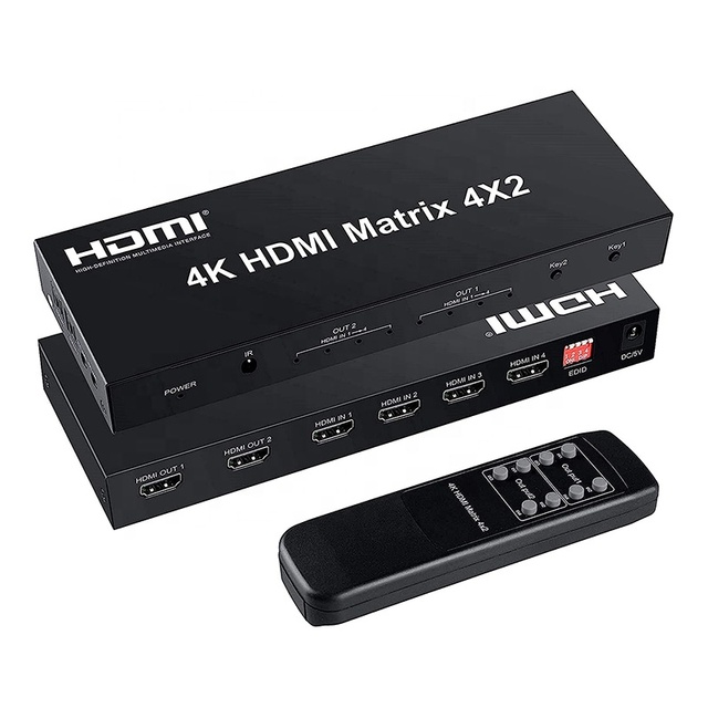 Xput New Design High Speed 4K 3D 1080P HDMI Video Matrix Switch 4x2 4 in 2 Out hdmi Switch Splitter Box with Edid