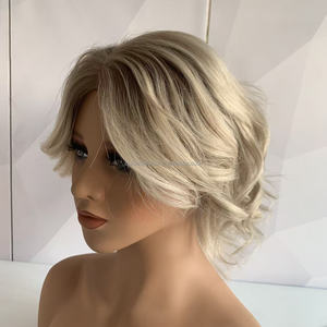 Peluca de Cabello Humano Natural con Corte Pixie <span class=keywords><strong>Corto</strong></span> y Parte Superior de Seda, Lista para Enviar, Color <span class=keywords><strong>Ceniza</strong></span> Degradado para <span class=keywords><strong>Mujer</strong></span> - Product Image 1