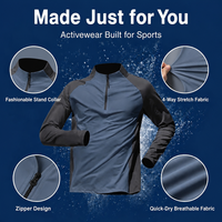 Survêtements de sport personnalisés OEM/ODM pour hommes à col montant, manches longues, fermeture éclair, séchage rapide, pour la course et l'entraînement