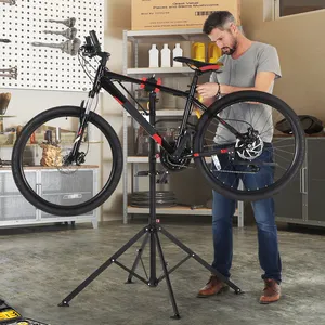 SONGMICS קיפול מקצועית פלדת אופניים תיקון מתלה מחזיק אופני עבודת תיקון מתלה אופניים תיקון Stand