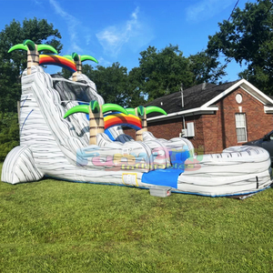 Commercial grade backyard party bounce house inflatable fire wave water <b>slide</b> with <b>pool</b> for kids - Product Image 2