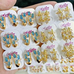 Fashion Light Luxury <b>Earrings</b>, Copper Gold-plated Ear Rings with Zircon Triangular Heart-shaped Ear Buckles and <b>Stud</b> Accessories - Product Image 3