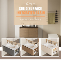 Surface Solution Vanités de salle de bain Surface solide Lavabo Résine Pierre Comptoir Modulaire Surface solide Vanity Top Lavabo