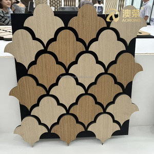 Diffusore sonoro <span class=keywords><strong>MDF</strong></span> di disegno geometrico ad alta densità fonoassorbente rivestimento flessibile in tessuto impiallacciato pannelli acustici da parete - Product Image 5