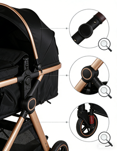 <span class=keywords><strong>Passeggino</strong></span> 3-in-1 omologato EN1888 con seggiolino auto convertibile, seduta reversibile e maniglia, telaio pieghevole con una mano - Product Image 5