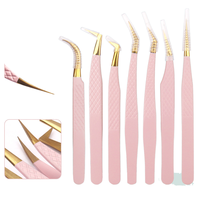 Großhandel High Quantity Edelstahl Schräg faser Spitze Light Powder Mesh Pinzette Auxiliary Beauty Tools für die Wimpern transplantation