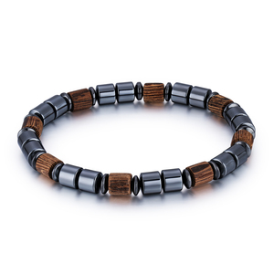 Hombre de piedra Natural joyería de ónix negro elástico, cuentas de madera, pulsera - Product Image 4