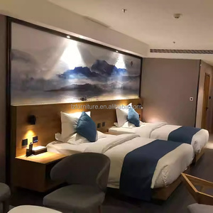 <b>Full</b> Hotel Twin Guest Room Furniture <b>Set</b> Durable Wood <b>Beds</b> with Matching Desk TV Cabinet & Chairs For 3 Star Hotel Bedroom <b>Sets</b> - Product Image 1