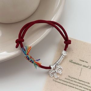 S925 Sterling Silver Bow Knot <b>Red</b> Rope <b>Bracelet</b> For Women Everyday Wear Jewelry - Product Image 3