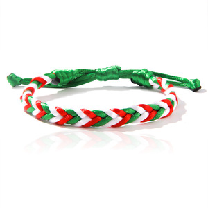 Christmas Woven <b>Bracelet</b> Green <b>Red</b> White Adjustable Women's Gift Jewelry D0044-1 - Product Image 1