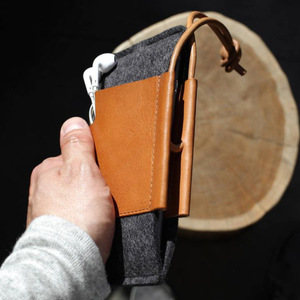 Funda para teléfono de cuero y fieltro, adecuada para iPhone 12, tarjetero, funda de mano para hombre de negocios. - Product Image 2