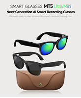 Lunettes Intelligentes MiniAI MT5 2026 avec Caméra 8MP, Double Caméra 1080P, Bluetooth 5.4, Wi-Fi, Traduction, Assistant Vocal, Son Stéréo, IPX-5
