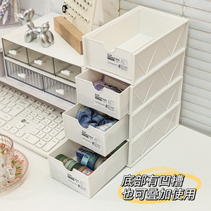 White Desktop Organizer With <b>Drawers</b> Movable <b>Storage</b> Rack For Office Desk Organization 2 Tier Rectangle Standing Type - Product Image 4