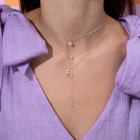 Perhiasan Fashion Gemnel Grosir Kalung Choker Baguette Hati Perak Sterling 925 Berlapis Emas 14k