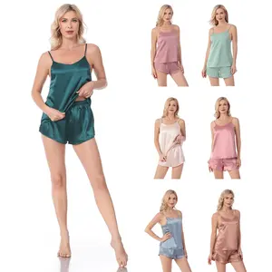 Hot Sale High Quality Sexy Cami Pajamas Set Women Camisole Set Wholesale Logo Custom