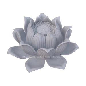 Marmo bianco fiore di loto scultura per giardino all'aperto funzione d'acqua decorazione di arte di strada in alberghi ville cucine laghi - Product Image 2
