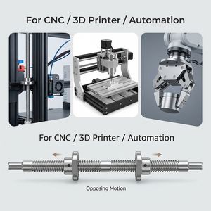 T8 T10 Loodschroef Rechts- en Linksdraad Tr8x1.5 Tr10x2 met messing/POM moeren voor 3D printer CNC Z-as Aangepaste Lengte - Product Image 5