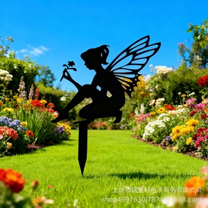 Silueta de Hada Metálica para Jardín, Decoración Exterior, Adorno de Hierro para Césped, Decoración de Patio - Product Image 1