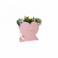 Boîte à fleurs en carton simple avec finition brillante, emballage portable en forme de cœur avec logo pour la Saint-Valentin, effet bronzé, boîte cadeau