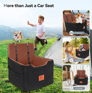 Siège auto pour chien pour chiens de petite/moyenne taille avec coussin épais, siège auto pour animaux de compagnie amovible et lavable avec poches de rangement, 2 ceintures de sécurité - Product Image 3