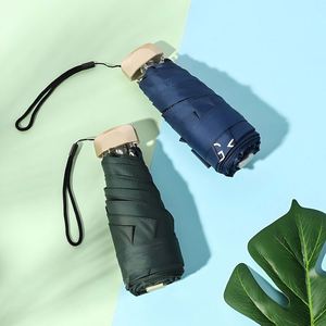Parapluie de soleil manuel ultra-léger et compact, protection UV, poignée en caoutchouc noir, design capsule de poche, cadeau d'affaires moderne, vente en gros - Product Image 1
