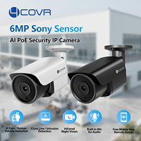 Caméra IP PoE 4COVR 6MP avec capteur Sony, vision nocturne, étanche, détection d'intrusion IA et reconnaissance faciale, microphone intégré pour sécurité extérieure