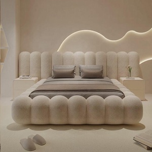 Móveis de Quarto Personalizados Camas Estofadas em Tecido Modernas Luxuosas Tamanho King Size Queen Size Estruturas de Cama de Madeira Dupla - Product Image 1