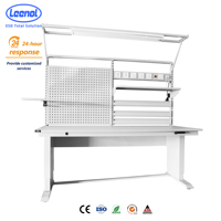 Table de travail réglable en acier laminé à froid LEENOL avec tiroirs pour atelier, laboratoire, poste de travail industriel