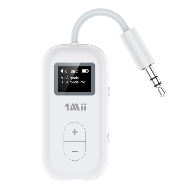 1Mii Airplane Bluetooth Audio Adapter 3.5mm AUX Mimi Bluetooth 5.2 Transmitter 15m Low Latency Wireless Transmitter for TV