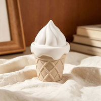 Vela Aromática de Cera de Soya en Frasco de Cerámica con Forma de Helado, con Tapa, Linda Decoración Aromática para el Hogar