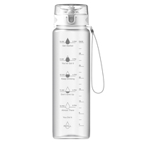 Bouteille d'eau de fitness motivante minimaliste en plastique étanche avec marqueur de temps pour le débit de type de pressage de voyage